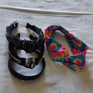 Claire's Tie-Dye and Black Headband Bundle NWT